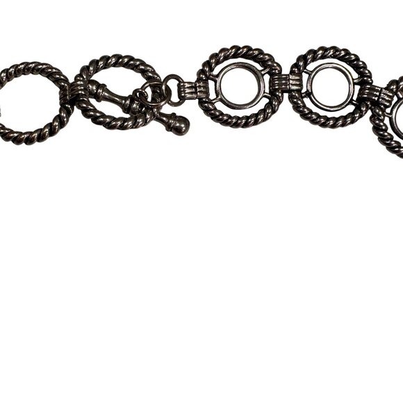 Rope Circle Chain Link Statement Belt Vintage T Bar Clasp Silver Adjustable - Picture 10 of 16